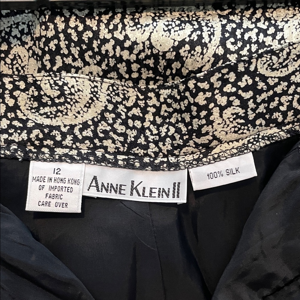 Anne Klein Vintage 100% Silk Black Paisley Pants size 12 - Picture 3 of 13
